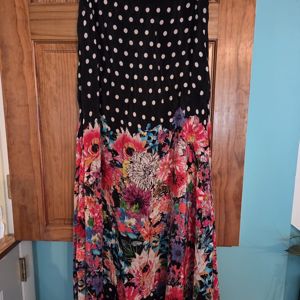 Tolani Black and Pink Floral Skirt